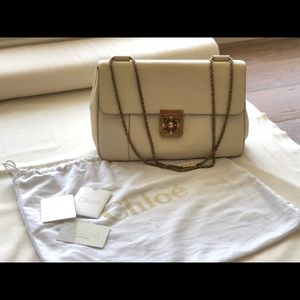 Chloé Elise Medium Shoulder Bag Ivory Grain Nappa